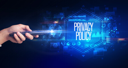 hand holding wireless peripheral, cyber security concept