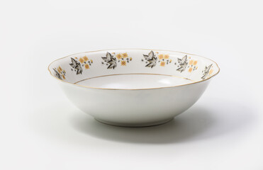 Luxury Vintage Porcelain tableware - Soup Bowl on white background, side view