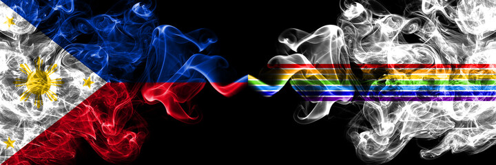 Philippines, Filipino vs Russia, Russian, Jewish Autonomous Oblast smoke flags side by side.