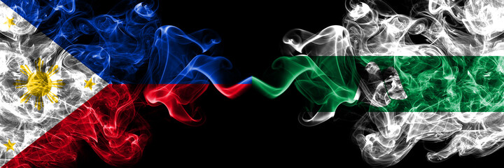 Philippines, Filipino vs Russia, Russian, Kurgan Oblast smoke flags side by side.