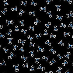 Line Graduate and graduation cap icon isolated seamless pattern on black background. Vector