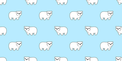Bear seamless pattern polar vector teddy doodle cartoon scarf gift wrapping paper repeat wallpaper tile background illustration design
