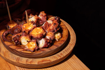 Portion of octopus, prepared in the Galician style. Spain.