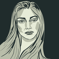 portrait of a girl with long hair in green shades