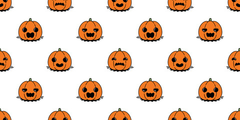 pumpkin Halloween seamless pattern vector ghost cartoon tile background illustration repeat wallpaper grif wrapping paper scarf isolated symbol icon doodle design