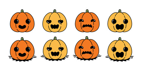 pumpkin Halloween vector icon logo symbol cartoon character spooky ghost illustration doodle design