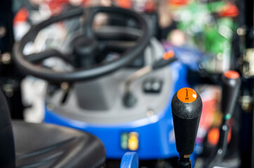 Close-up of the industrial vehicle gearbox lever