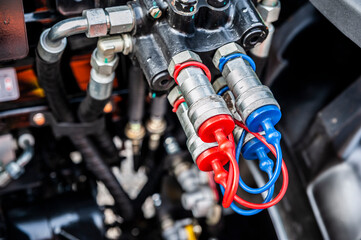 Close-up of industiral machine valves