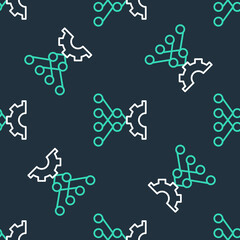 Line Neural network icon isolated seamless pattern on black background. Artificial intelligence AI. Vector