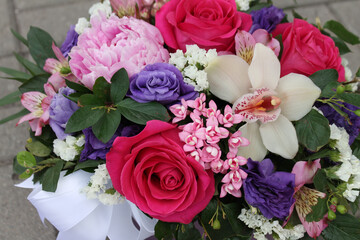bouquet orchid rose peon