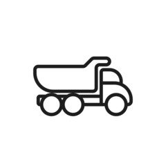 dump truck line icon. heavy construction machinery. isolated vector image