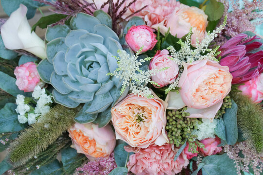 bouquet of flowers succulent echiveria