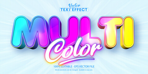 Multicolor editable text effect, sweet colorful cartoon font style