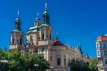Fototapeta na wymiar Beautiful church in Prague clock square Czechia