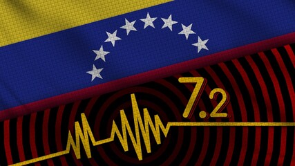 Venezuela Wavy Fabric Flag, 7.2 Earthquake, Breaking News, Disaster Concept, 3D Illustration