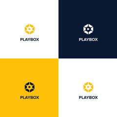 modern abstrack playbox logo perfect for video or film production logo. template logo design
