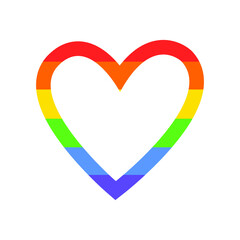 A flat vector cartoon illustration of a rainbow heart, a symbol of the LGBT community. A symbol of tolerance and solidarity. Isolated design on a white background.