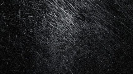 Severe snowstorm with strong wind, blowing snow and low visibility, isolated on the black...