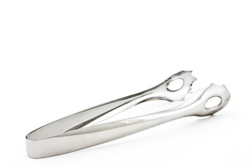 tongs or ice tongs isolated on white background with space for text