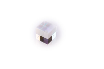 Optical glass cube  Light dispersion,spectrum. Physics optics ray refractions