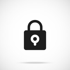 Vector lock icon. Security. Black symbol silhouette isolated on modern gradient background