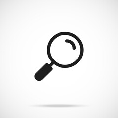 Vector magnifying glass icon. Black symbol silhouette isolated on modern gradient background