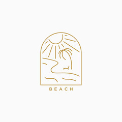 beach scenery logo idea with line art concept