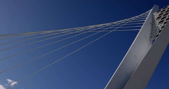 Ponte Flaiano, Pescara, PE, Italy, pan from the steel cables to the top of the pole