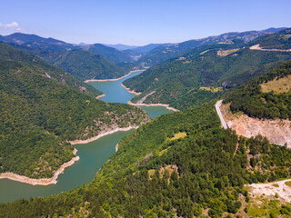 Aerial view of Tsankov kamak Reservoir, Bulgaria