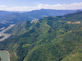 Aerial view of Tsankov kamak Reservoir, Bulgaria
