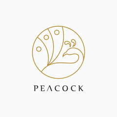 peacock logo monoline concept, luxury logo design, geometric logo