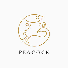 peacock logo line art concept, luxury logo design
