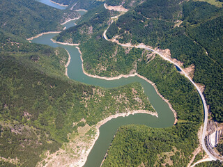 Aerial view of Tsankov kamak Reservoir, Bulgaria