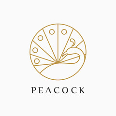 peacock logo line art concept, luxury logo design