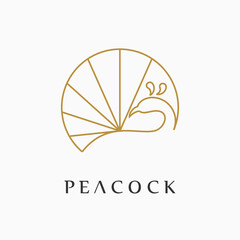 peacock logo line art concept, luxury logo design