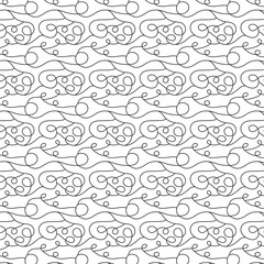 Black and White Squiggle Lines Repeating Pattern