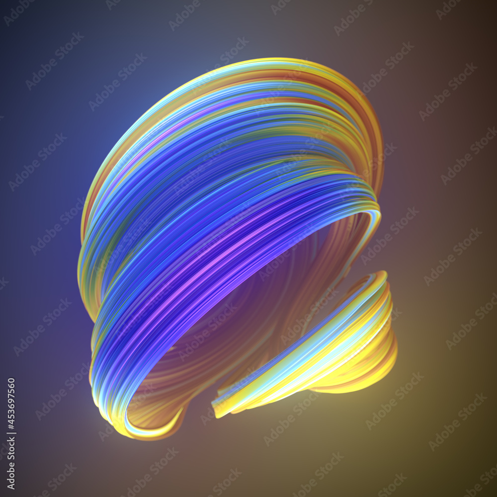 Aufkleber Modern composition with twisted multicolor shape for decoration design. 3d rendering digital illustration