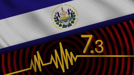 El Salvador Wavy Fabric Flag, 7.3 Earthquake, Breaking News, Disaster Concept, 3D Illustration