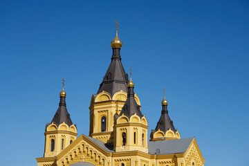Alexander Nevsky Cathedral in Nizhny Novgorod with blue sky on the background.