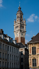 Fototapeta na wymiar Clock tower in Lille - France