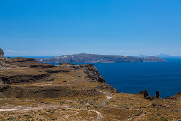 ギリシャ　サントリーニ島の風景とエーゲ海