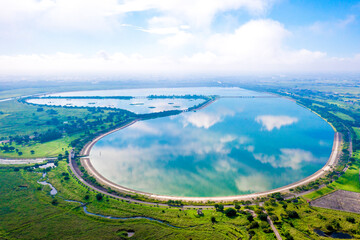 夏の早朝の渡良瀬遊水地（栃木県栃木市）
