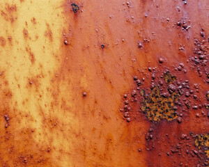Oxidation of a metal surface showing rusting and corrosion.