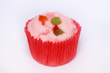 Thailand dessert on white background. Thai rice flour muffin or sponge cake in Thai style.