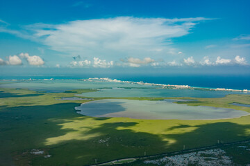 Aerial view of Cancun hotel zone, Mexico
