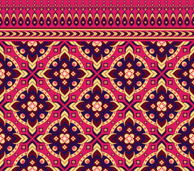 Ethnic fabric texture pattern Abstract Geometric Vector Aztec oriental illustration retro embroidery repeating 