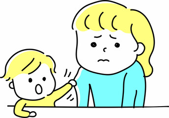 仕事を失って落ち込んでいる母親