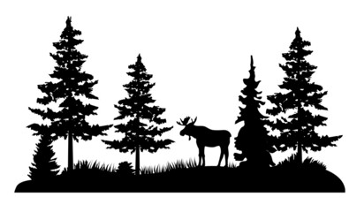 Vector Moose in a Pine Forest