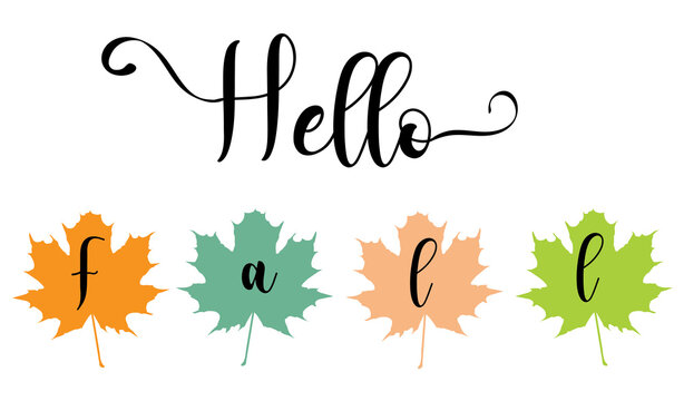 vector hello fall leaves