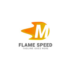 Fototapeta na wymiar letter M flame speed vector logo design